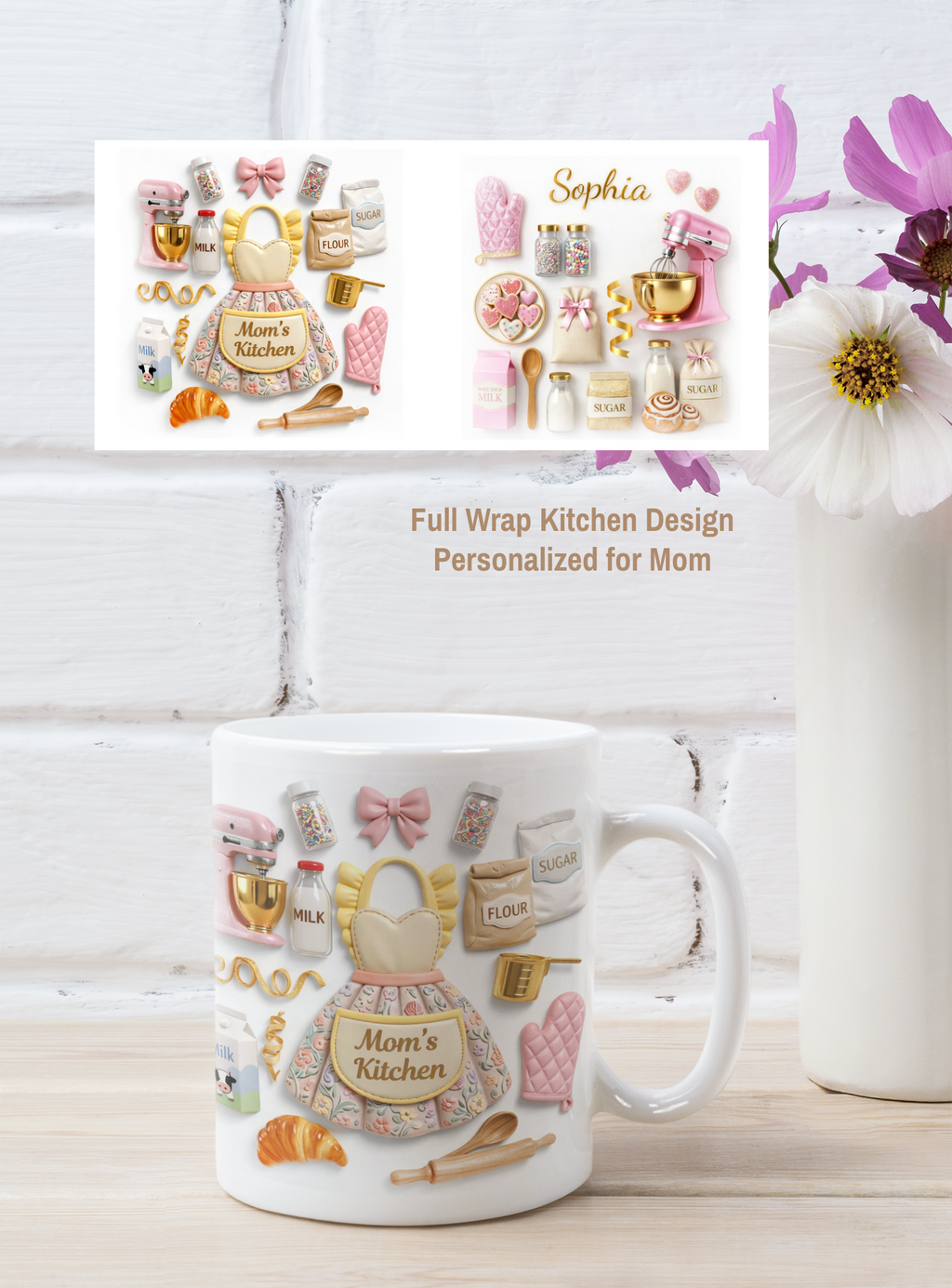 Personalized Mom Kitchen Mug – Custom Name Gift for Moms Who Love Cooking & Baking