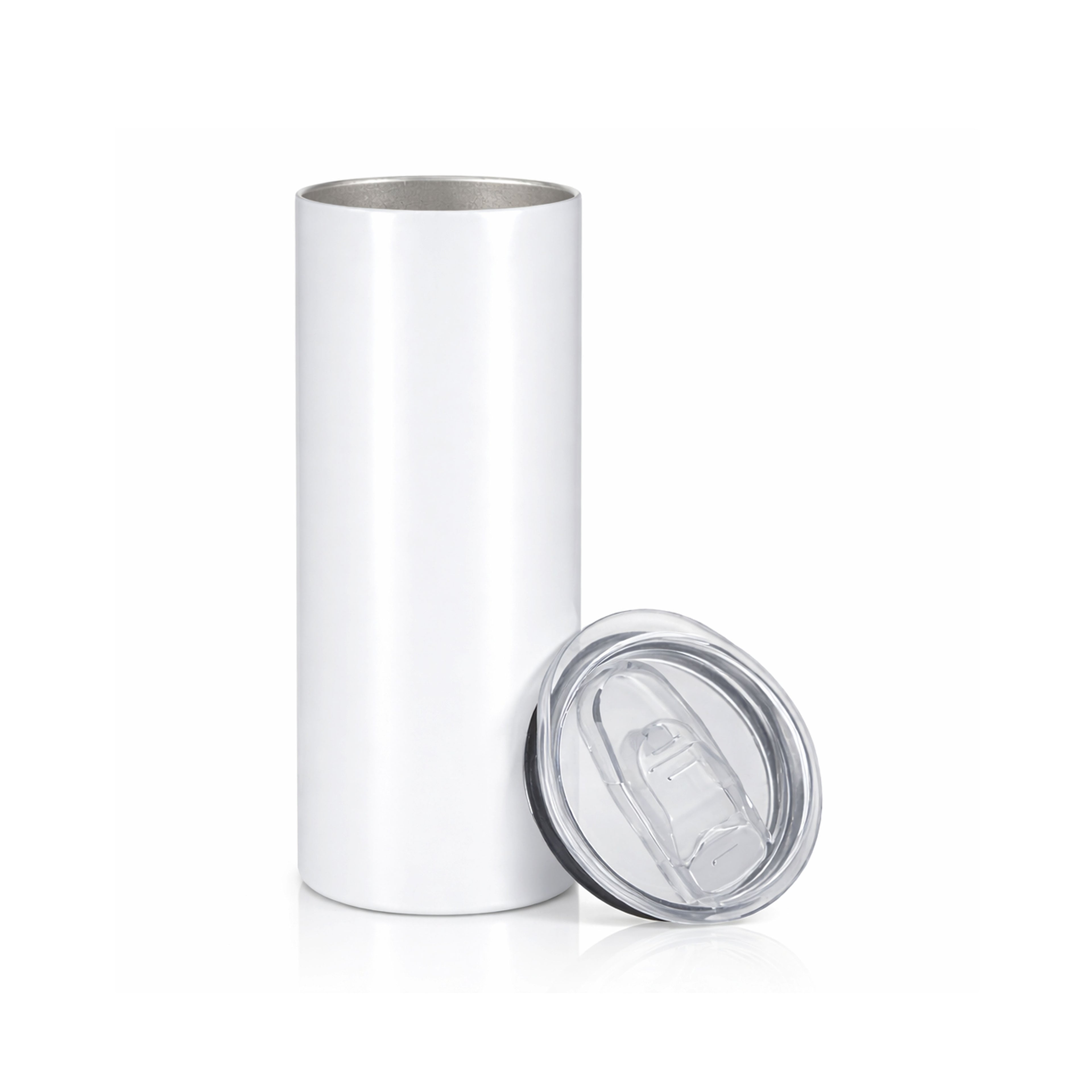 20oz double wall insulated skinny tumbler stainless steel travel cup with clear acrylic lid