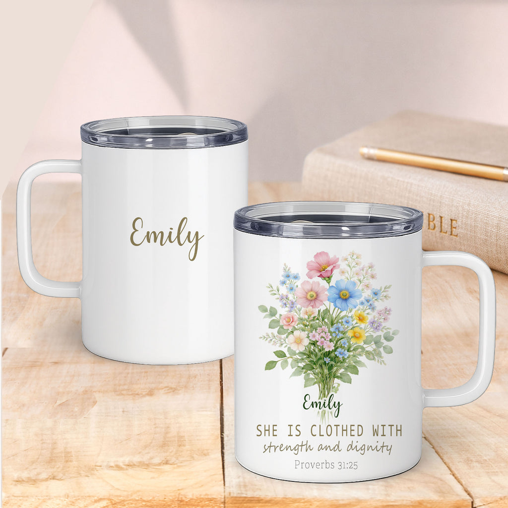 Floral Insulated Mug 12oz – Faith Inspired Christian Coffee Mug