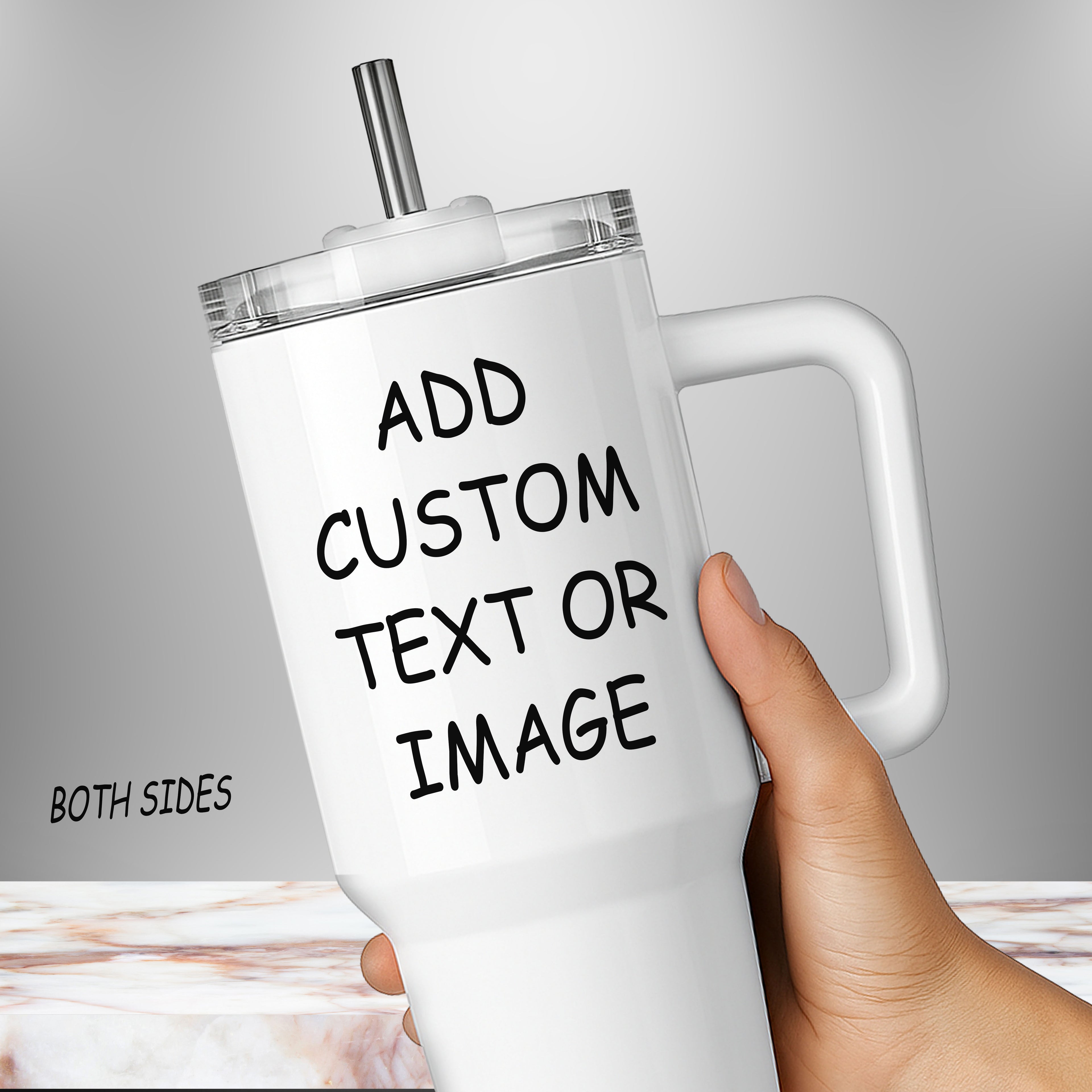 Custom 40oz Tumbler with Handle | Personalized Stainless Steel Cup