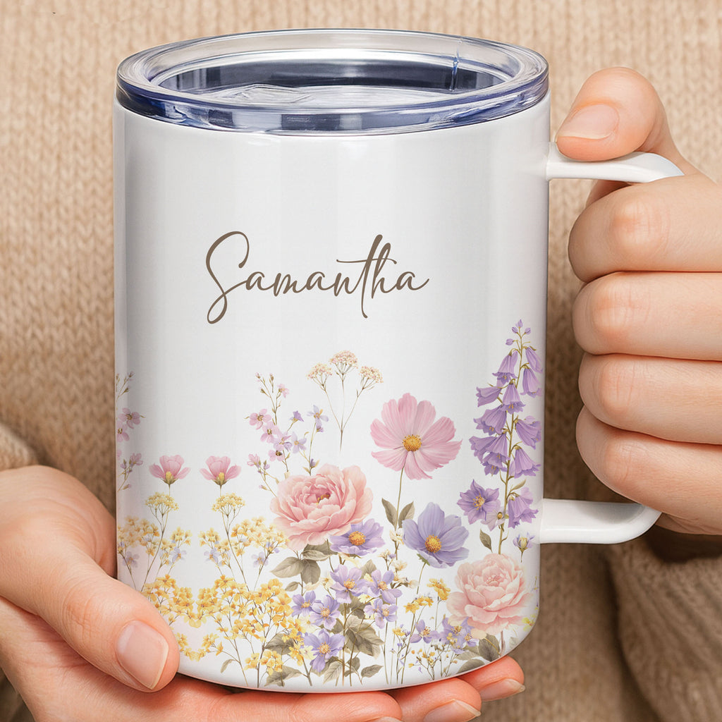 Be Still and Know Psalm 46:10 Mug, 12oz Insulated Floral Christian Gift