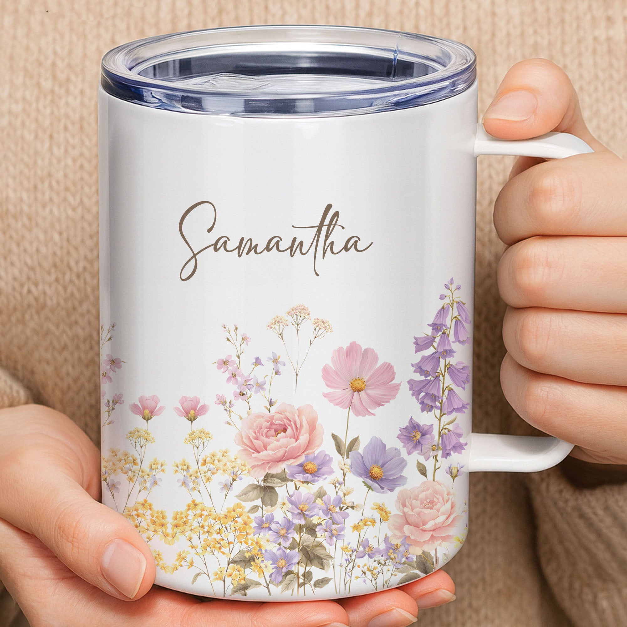 Be Still and Know Psalm 46:10 Mug, 12oz Insulated Floral Christian Gift
