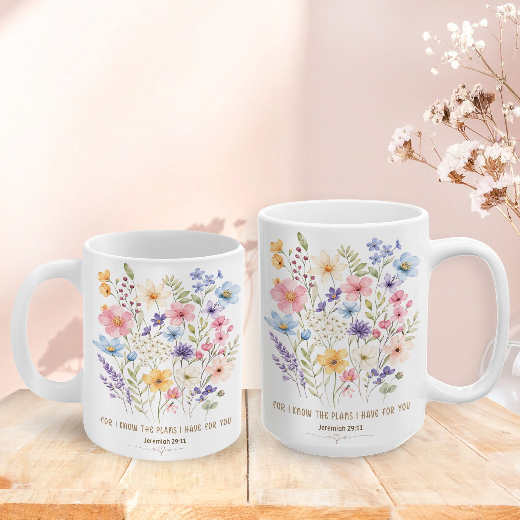 Jeremiah 29:11 Floral Mug – Christian Coffee Cup | 11oz & 15oz