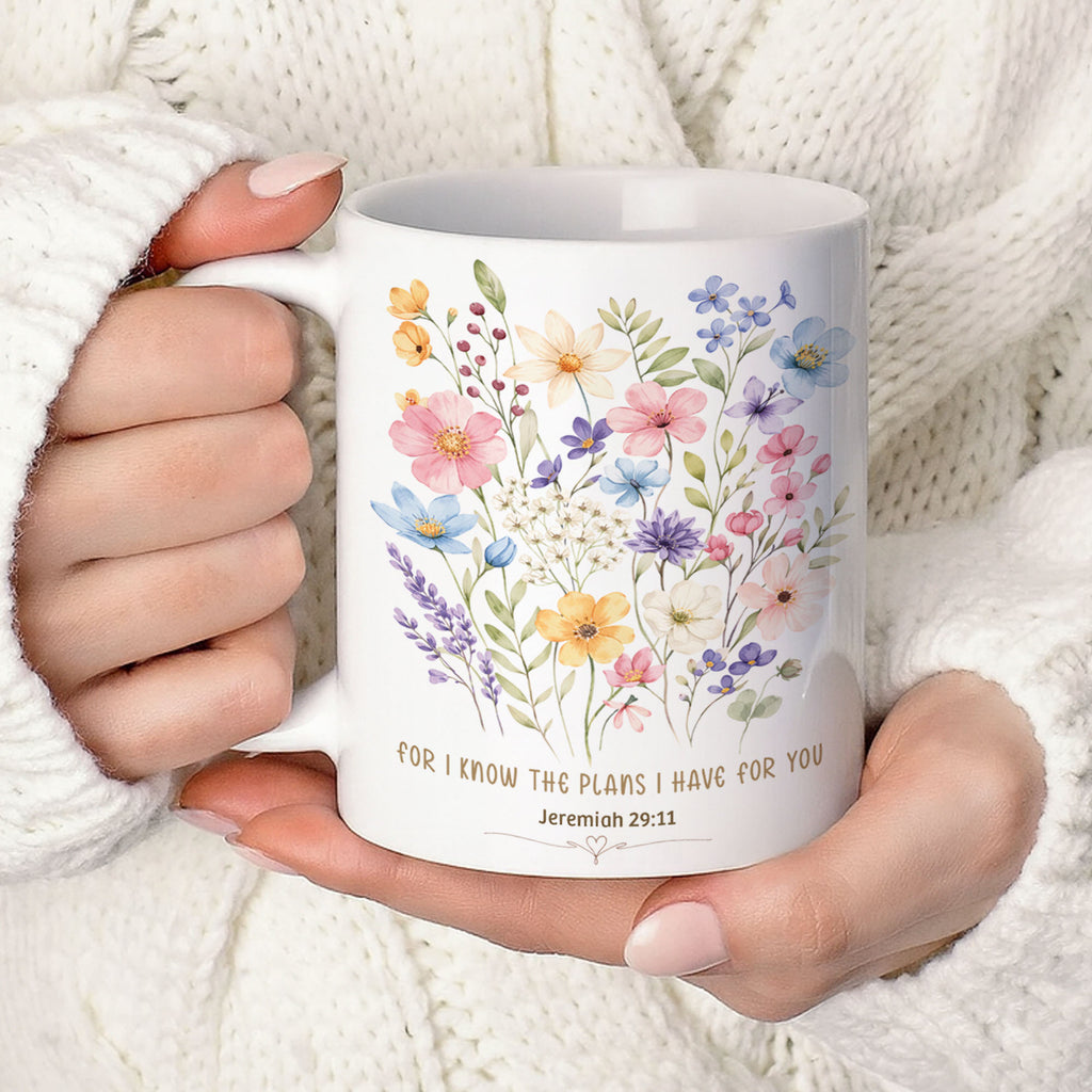 Jeremiah 29:11 Floral Mug – Christian Coffee Cup | 11oz & 15oz