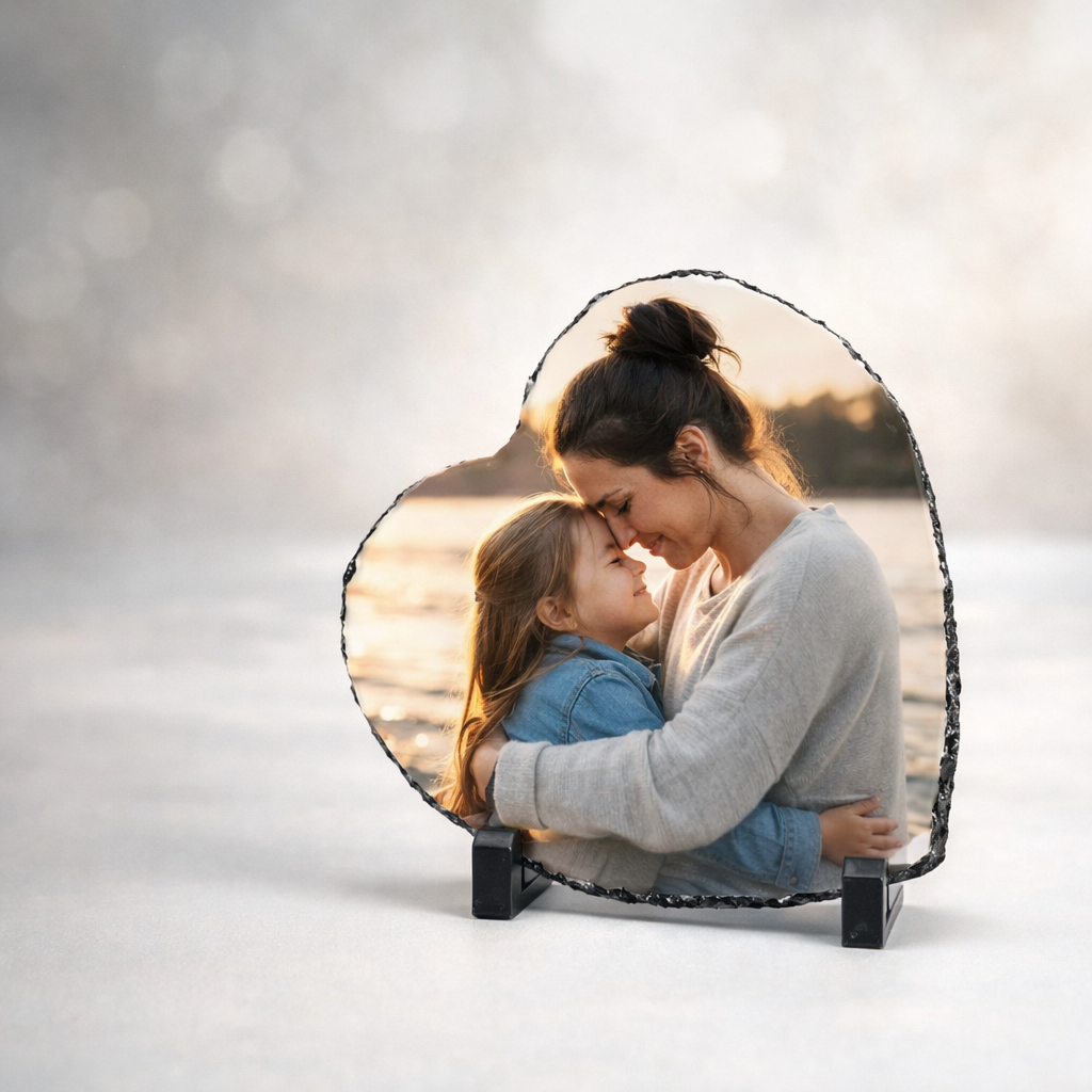 Custom Heart Photo Slate – Best Mom Ever Gift