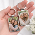custom photo keychain in hand minimalist metal keychain with family picture
