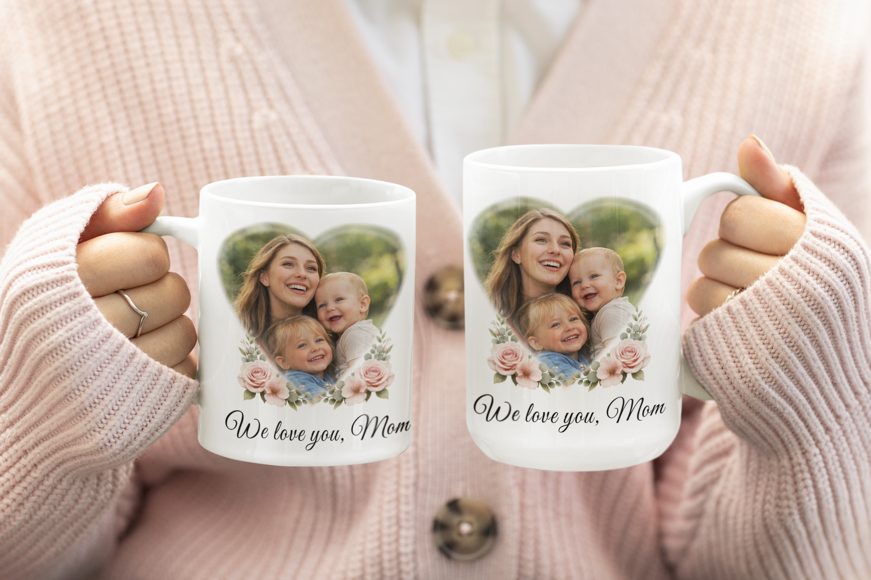 Personalized Mom Photo Mug with Names – Custom Gift for Mom