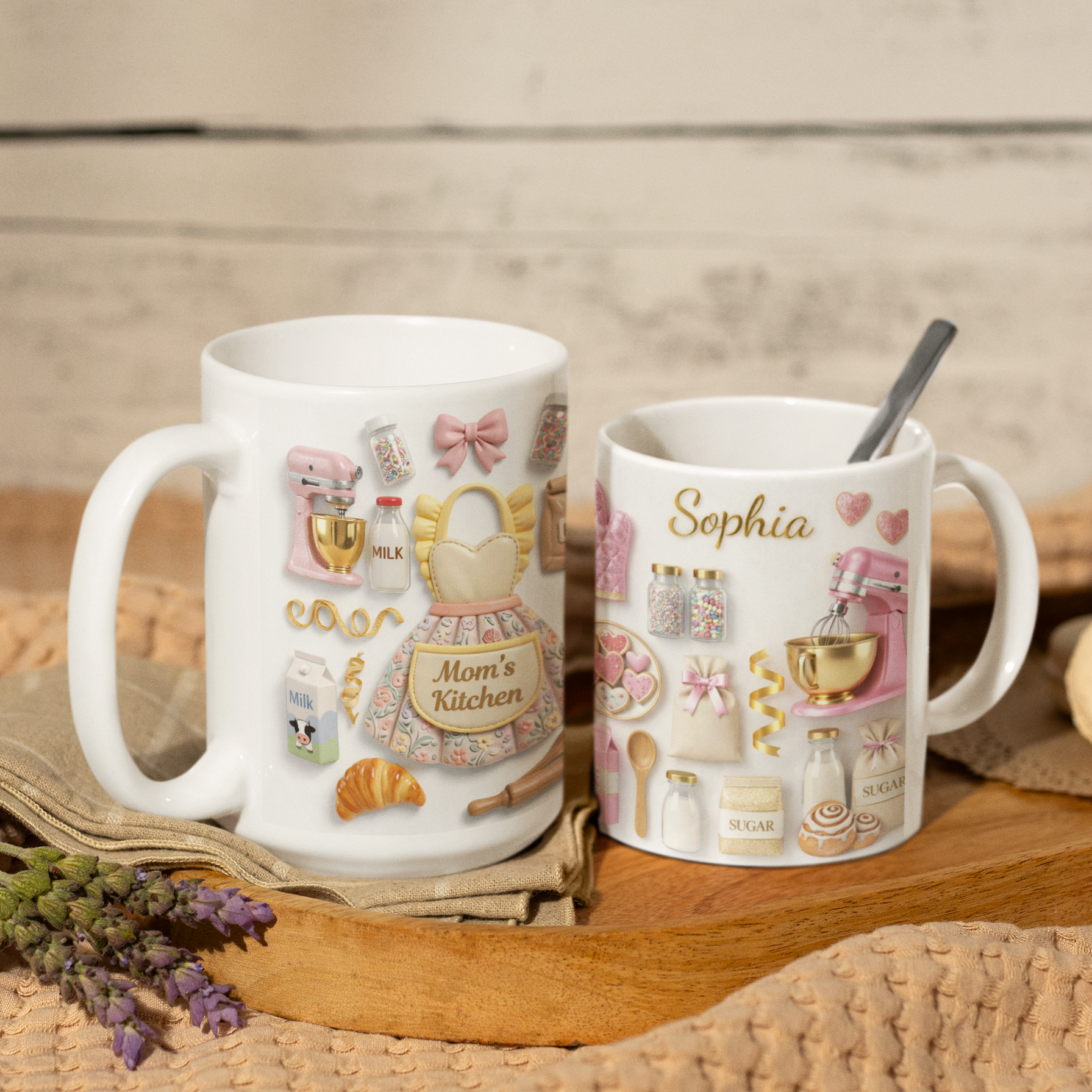 Personalized Mom Kitchen Mug – Custom Name Gift for Moms Who Love Cooking & Baking