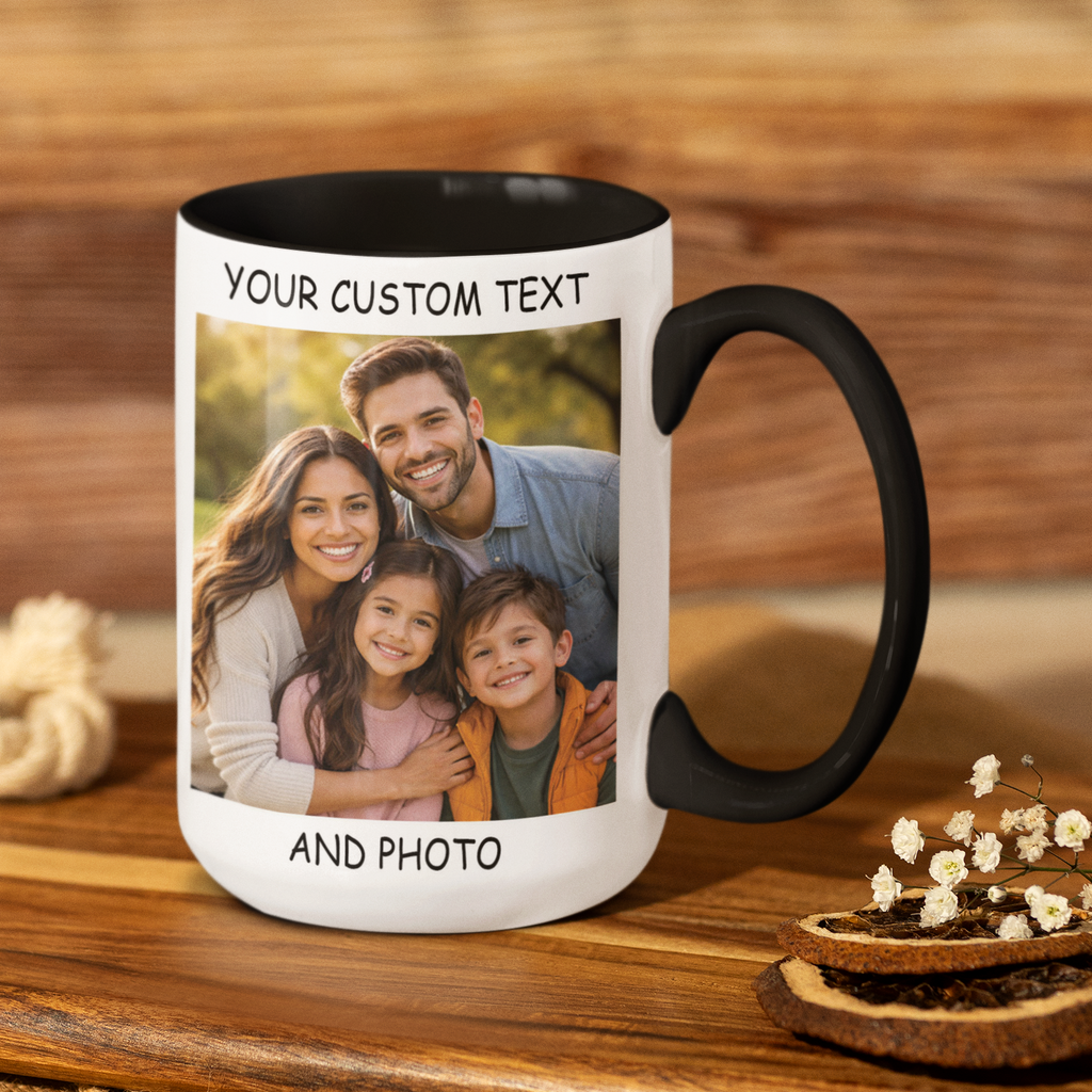 custom photo mug with colored handle personalized picture mug black handle ceramic