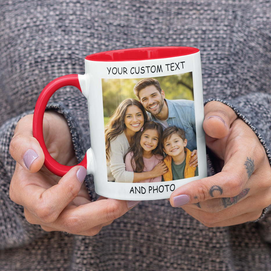 photo mug with multiple images custom printed ceramic mug with color handle