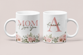 Personalized Mom Mug – MOM I Love You Floral Design with Initial & Name