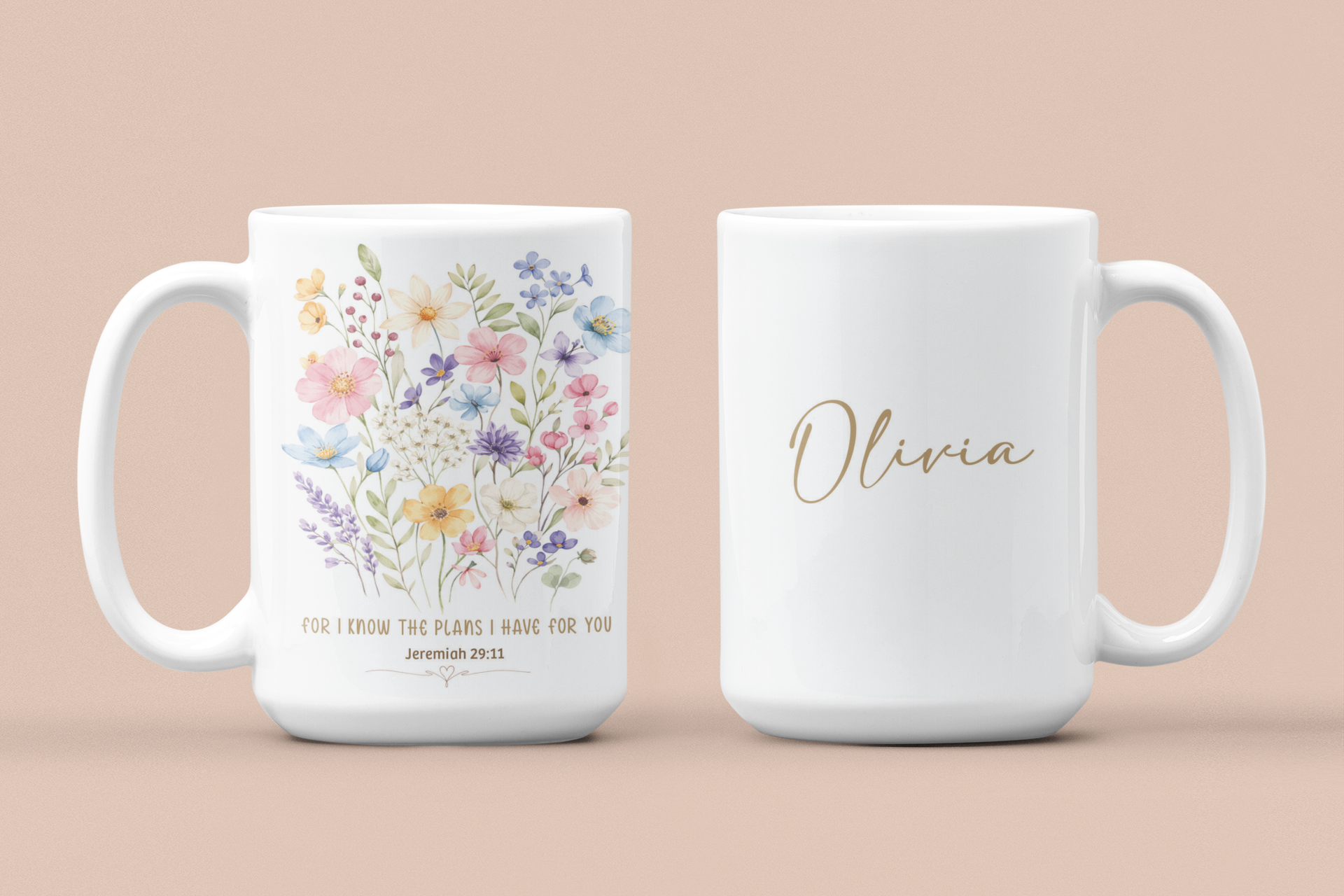 Jeremiah 29:11 Floral Mug – Christian Coffee Cup | 11oz & 15oz