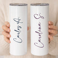 Personalized 20oz skinny tumblers with custom name design, stainless steel insulated travel cups