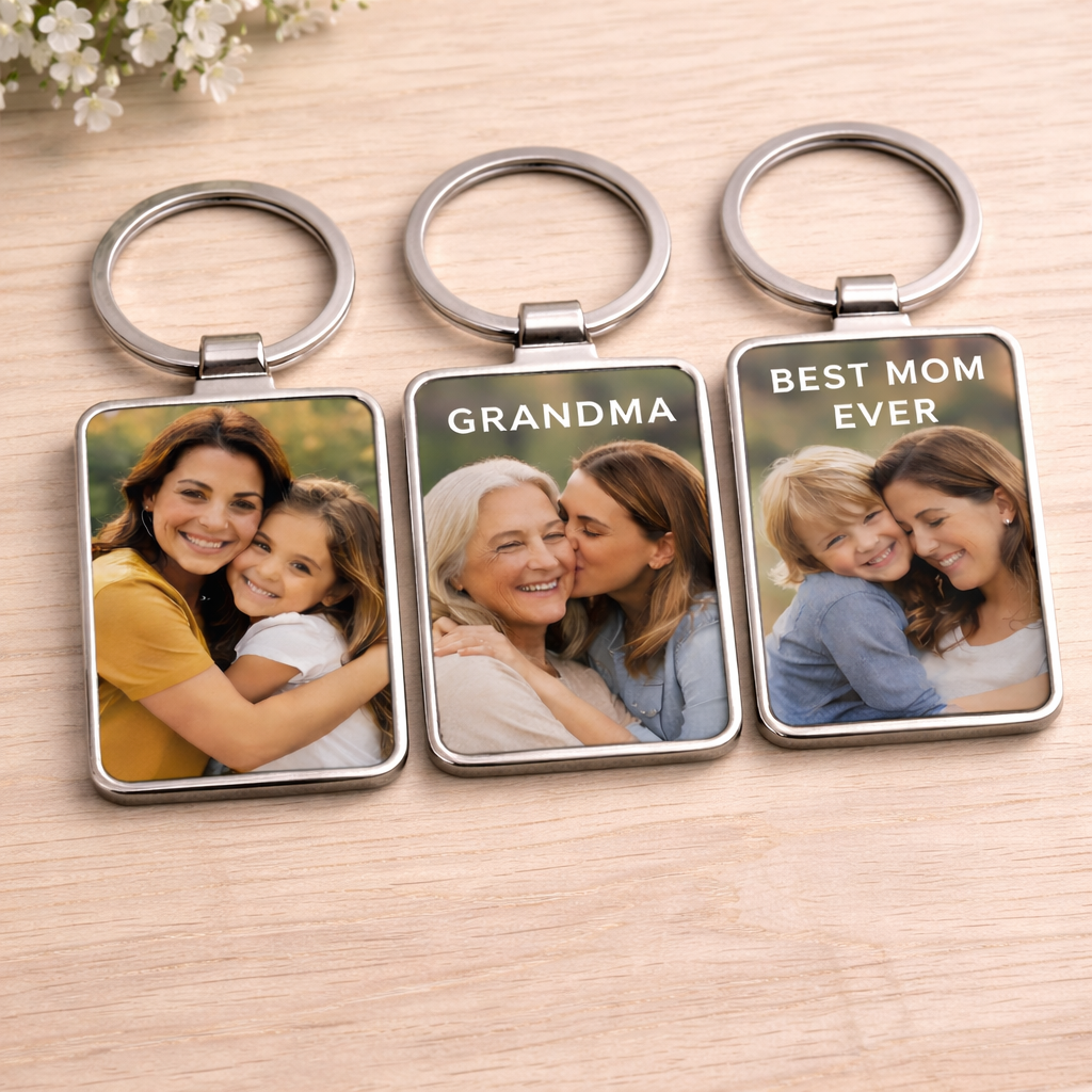 personalized keychains with photos for couples and family custom metal keychain set
