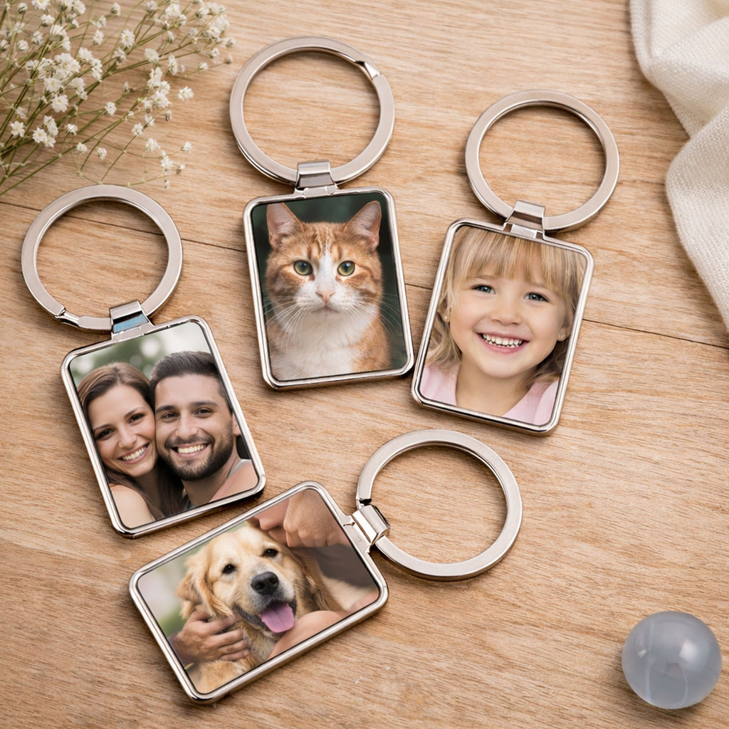 personalized metal keychain with photo and  text custom gift idea