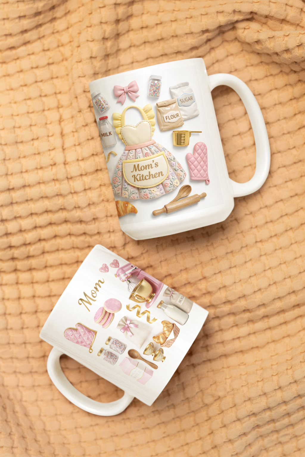 personalized mothers day mug with cooking elements design
