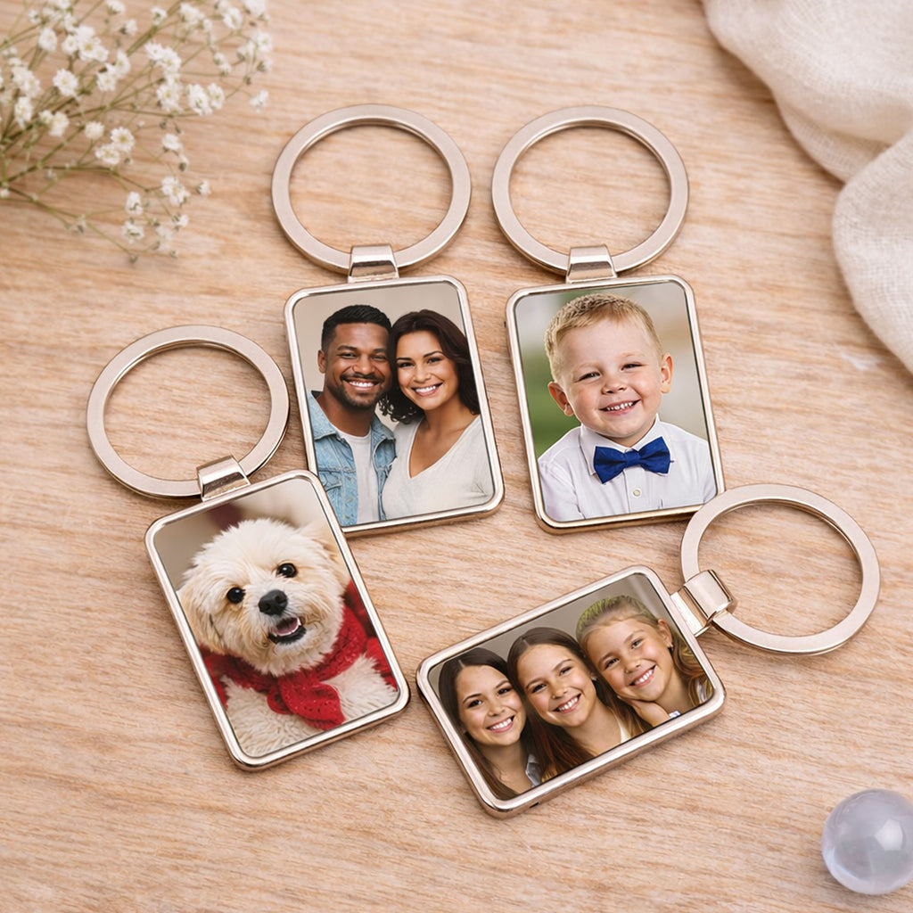 photo keychain personalized with pet picture custom silver keychain gift