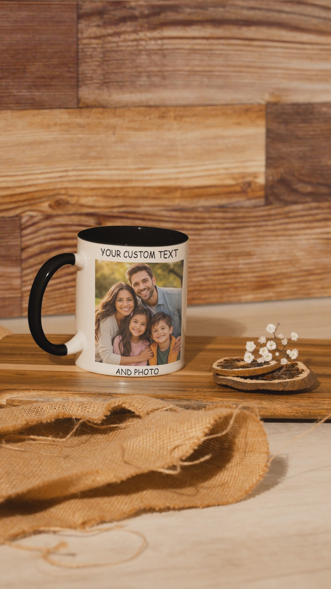 personalized coffee mug with photo and colored interior custom gift mug for family