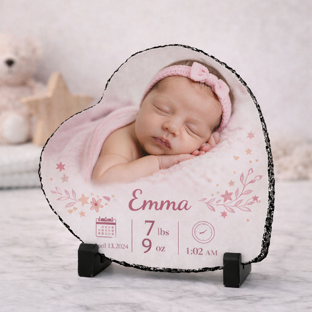 Custom Photo Plaque – Personalized Stone Gift for Family, Baby, Couple or Memorial