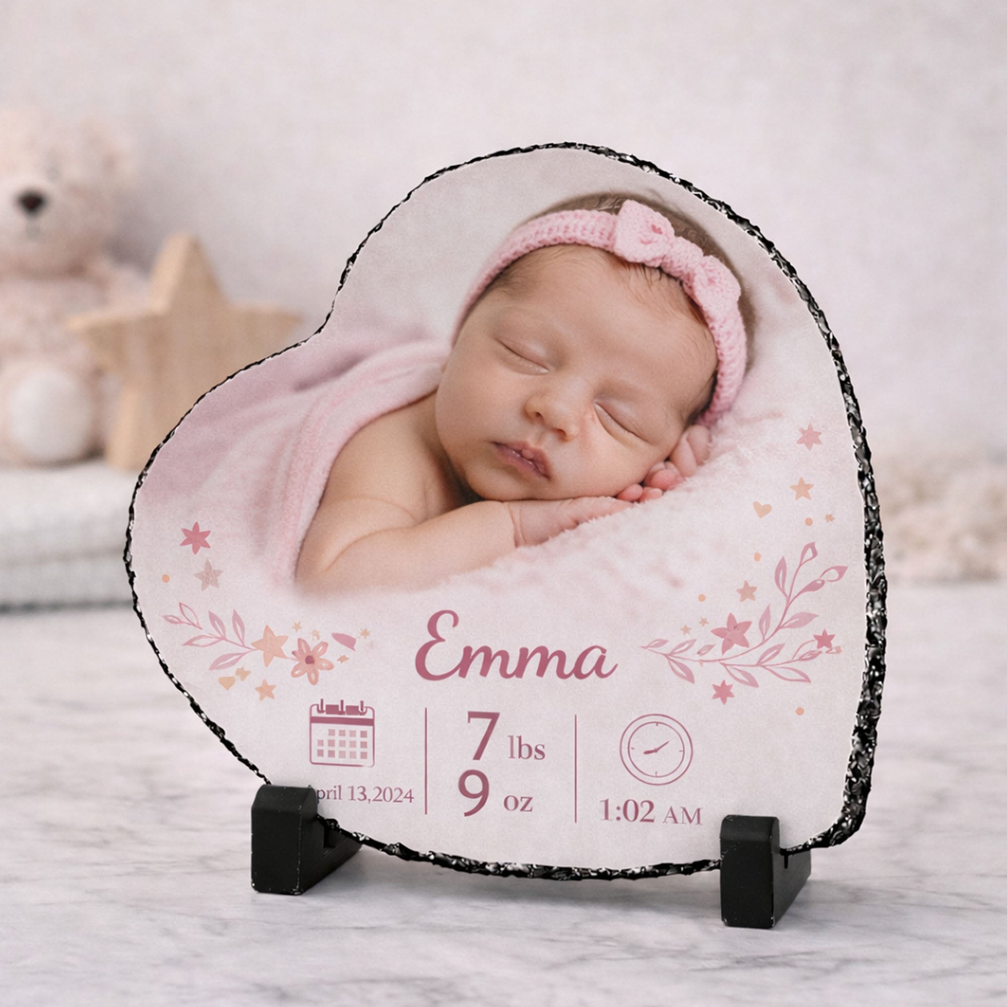 Custom Photo Plaque – Personalized Stone Gift for Family, Baby, Couple or Memorial