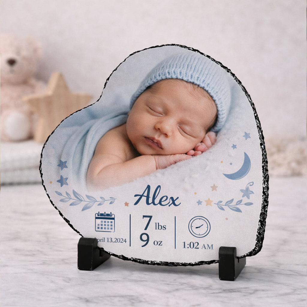 Custom Photo Plaque – Personalized Stone Gift for Family, Baby, Couple or Memorial