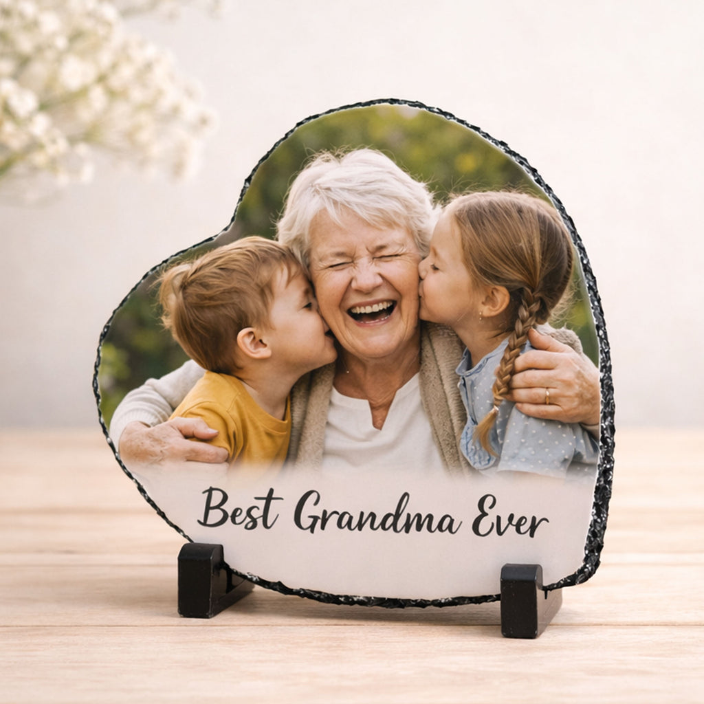 Custom Heart Photo Slate – Best Mom Ever Gift