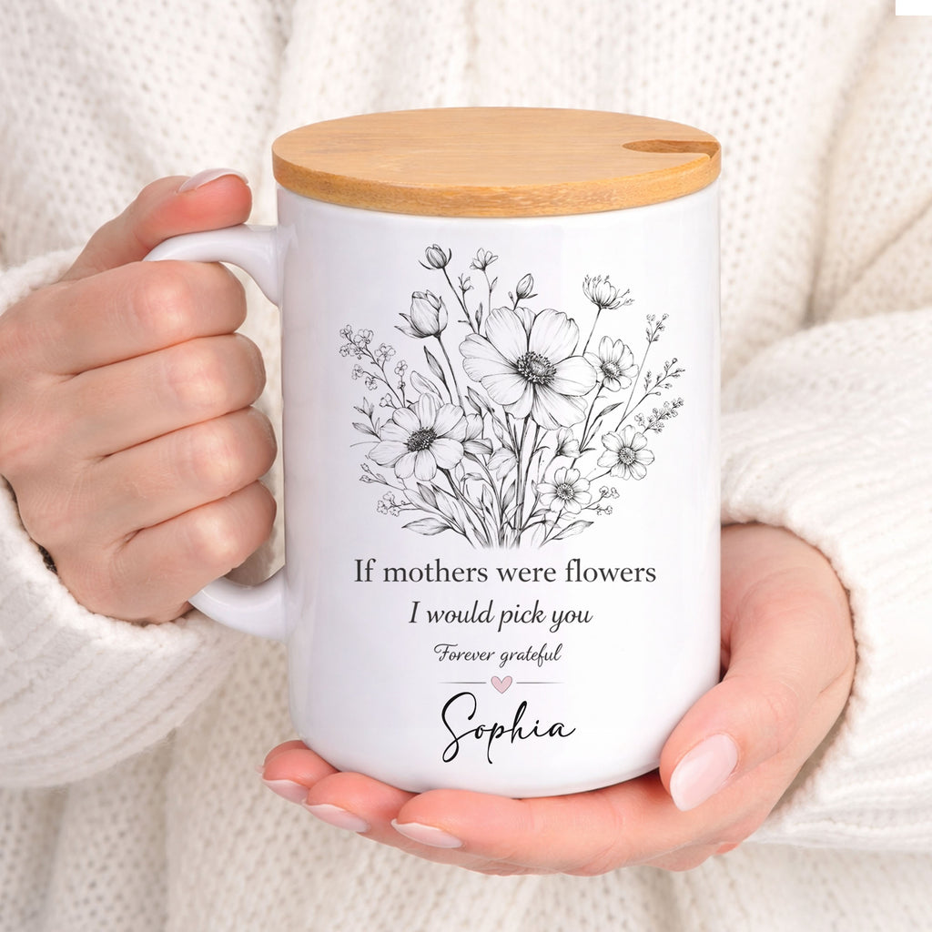 Personalized Mom Mug – Floral Designs – Custom Names Gift