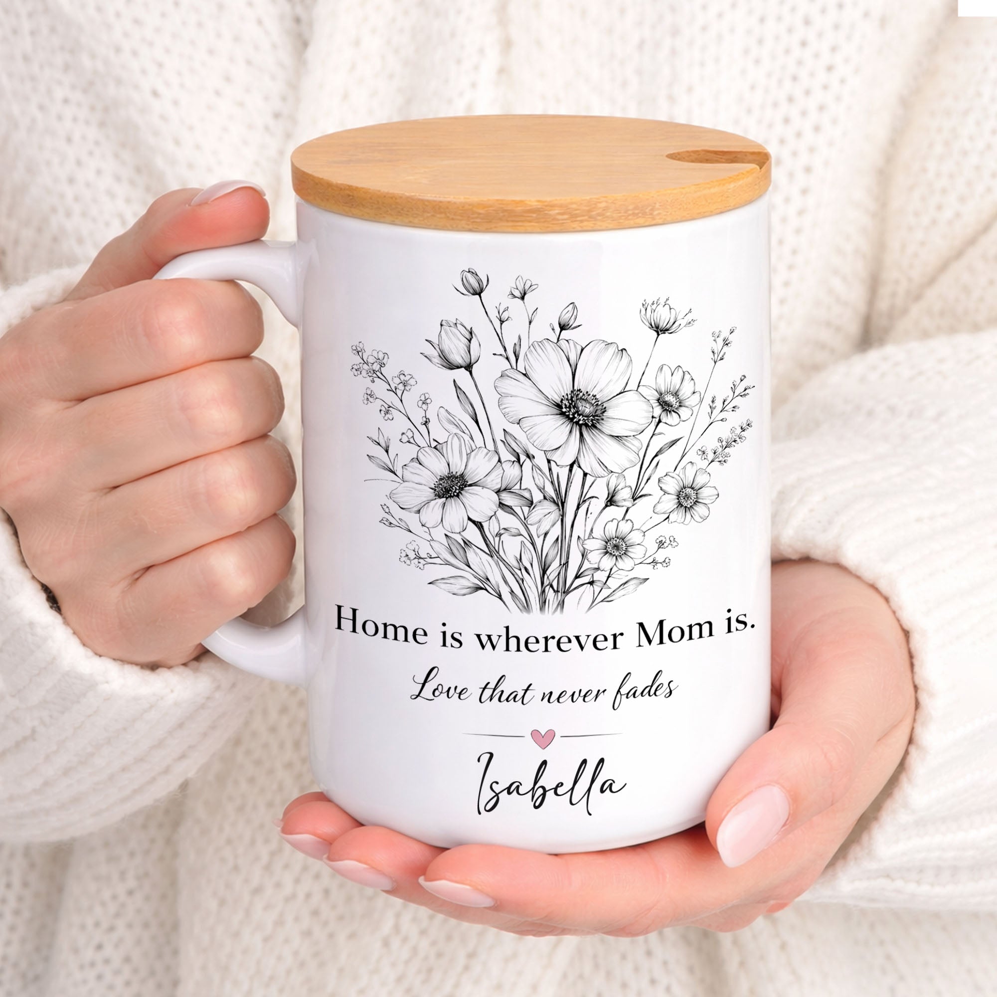 Personalized Mom Mug – Floral Designs – Custom Names Gift