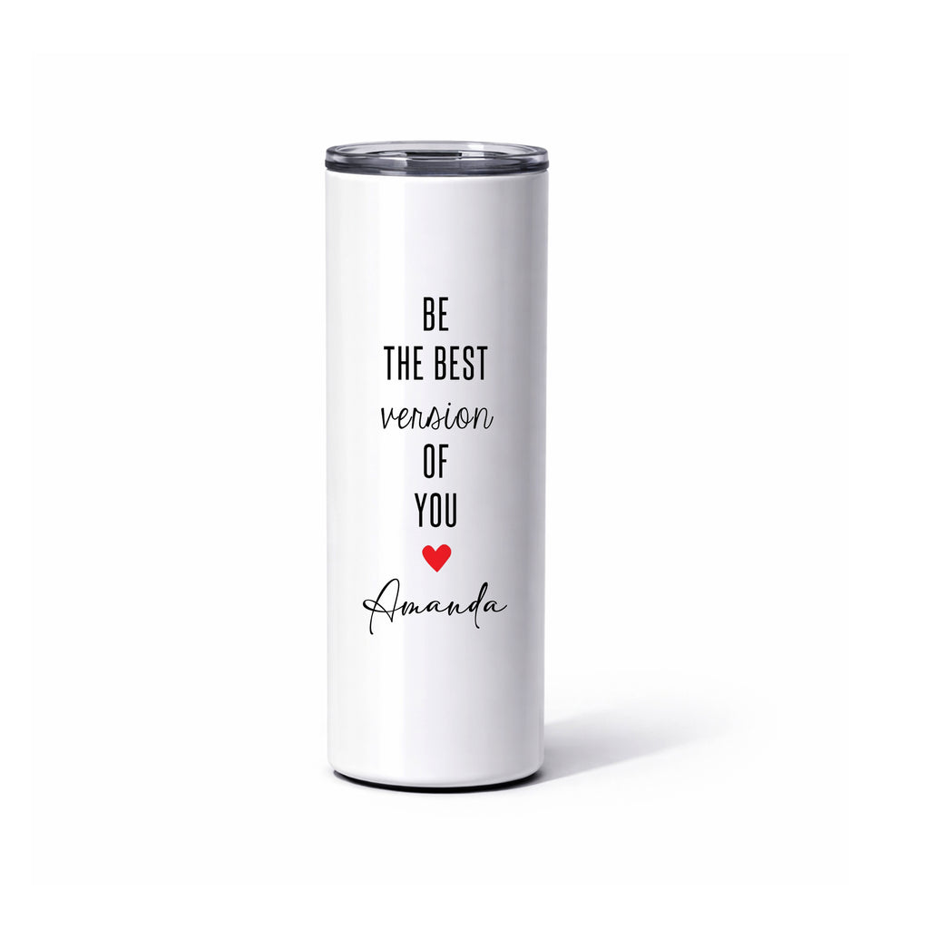 Custom Personalized Skinny Tumbler with Straw – 20oz Insulated Travel Mug