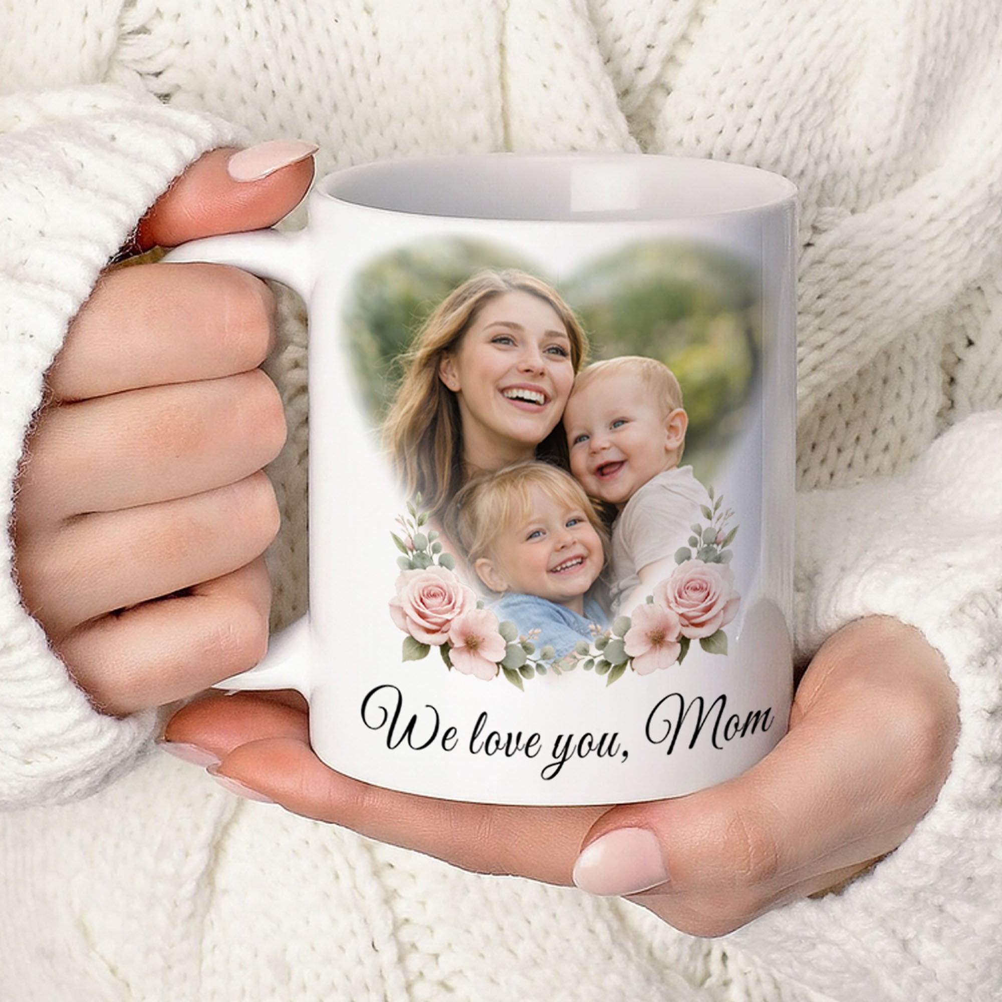 Personalized Mom Photo Mug with Names – Custom Gift for Mom