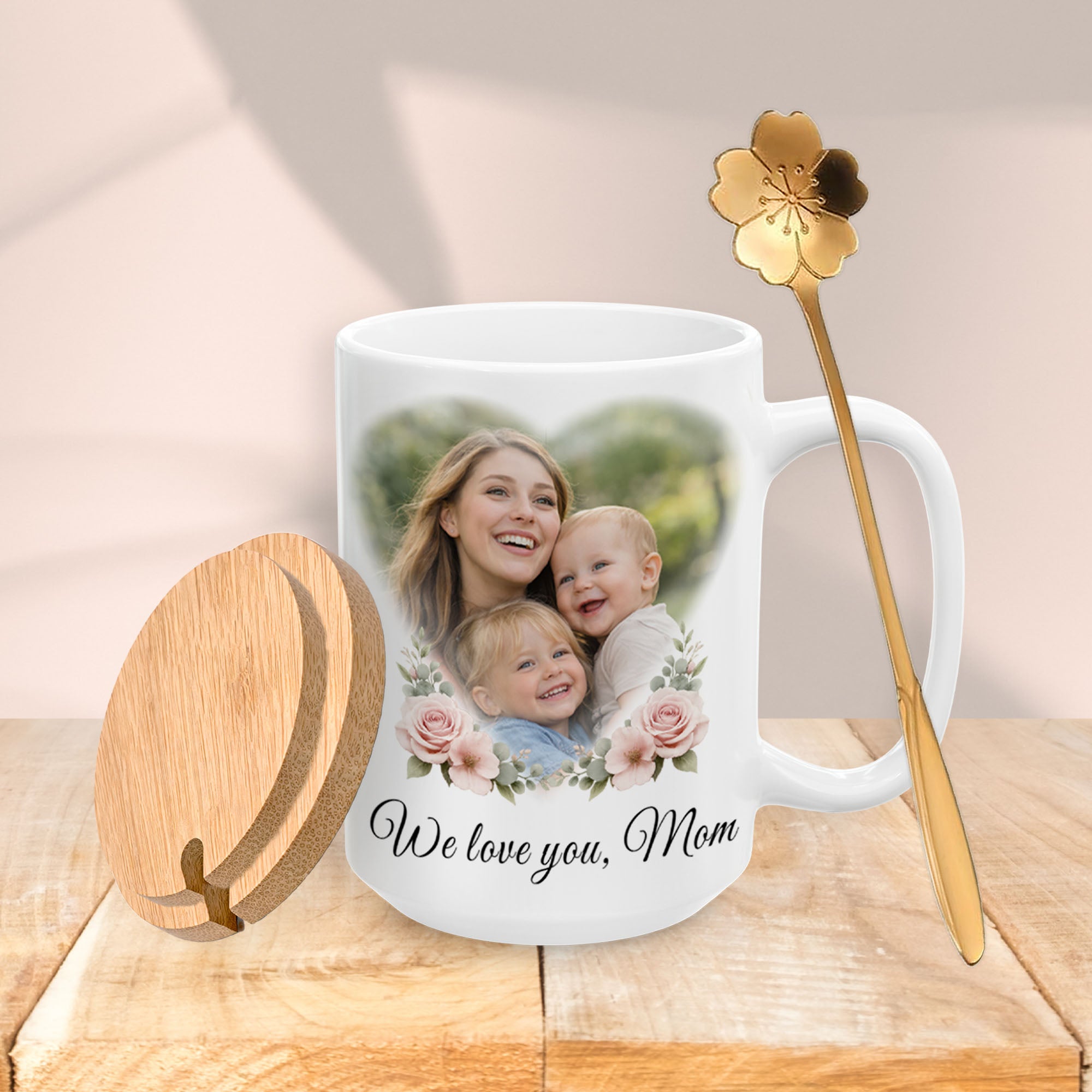 Personalized Mom Photo Mug with Names – Custom Gift for Mom