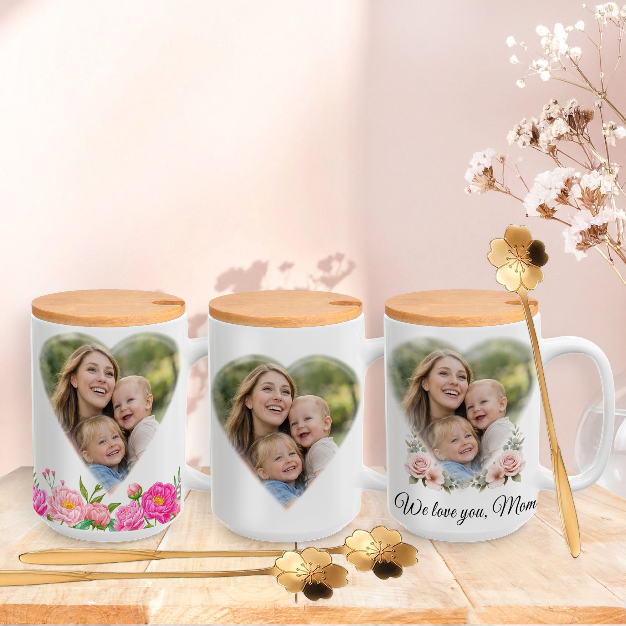 Personalized Mom Photo Mug with Names – Custom Gift for Mom