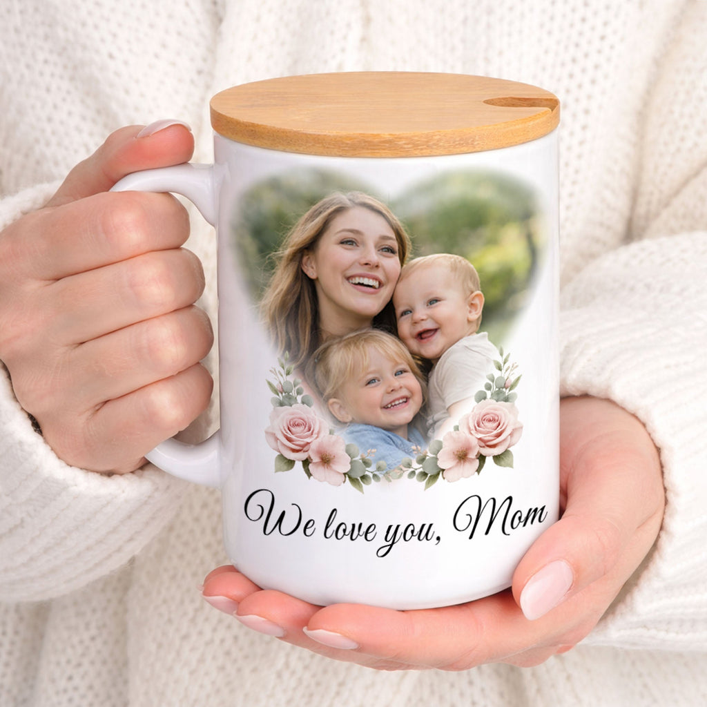 Personalized Mom Photo Mug with Names – Custom Gift for Mom
