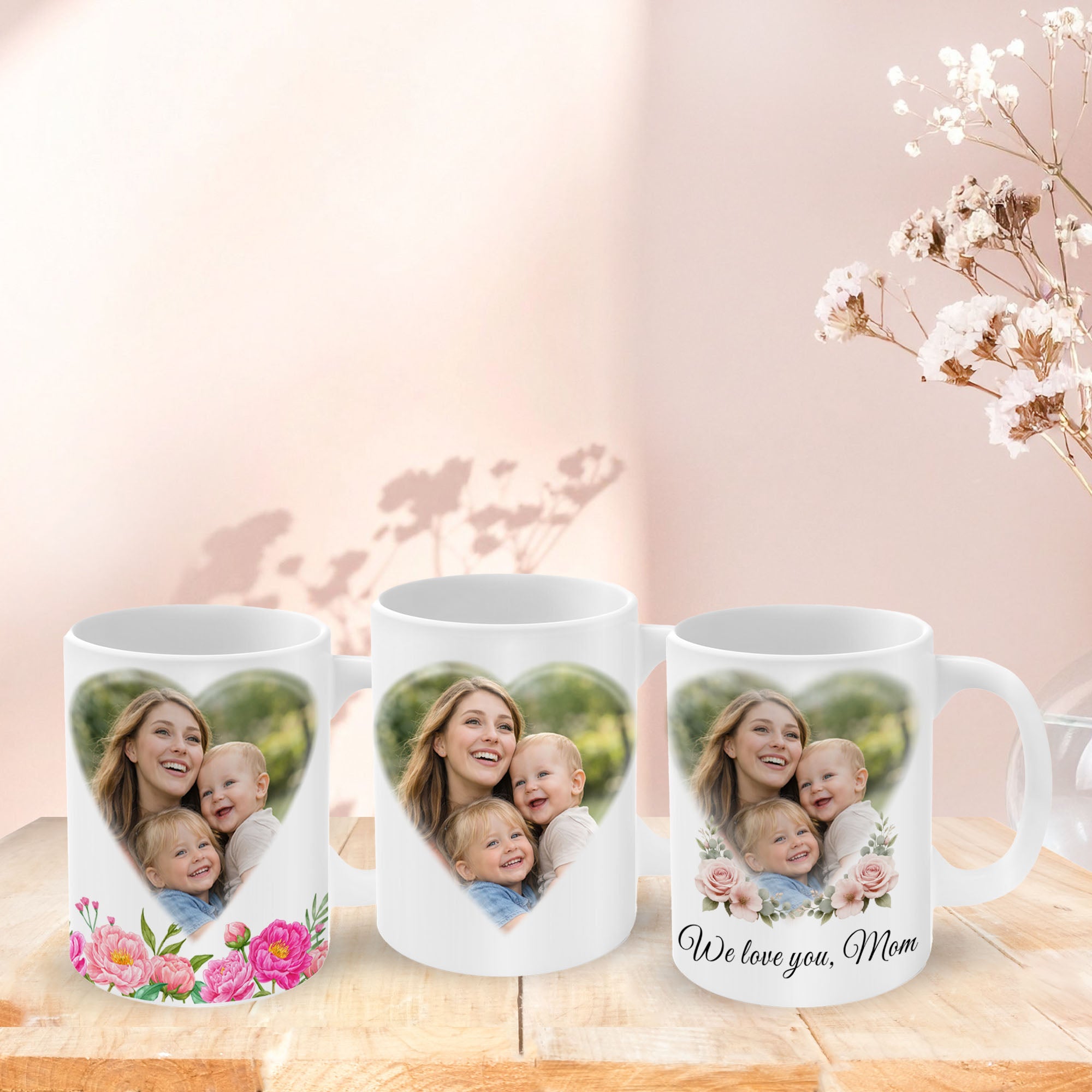 Personalized Mom Photo Mug with Names – Custom Gift for Mom