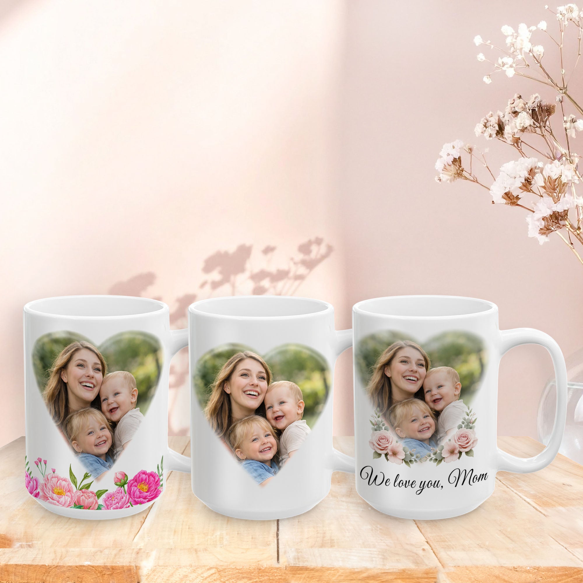 Personalized Mom Photo Mug with Names – Custom Gift for Mom