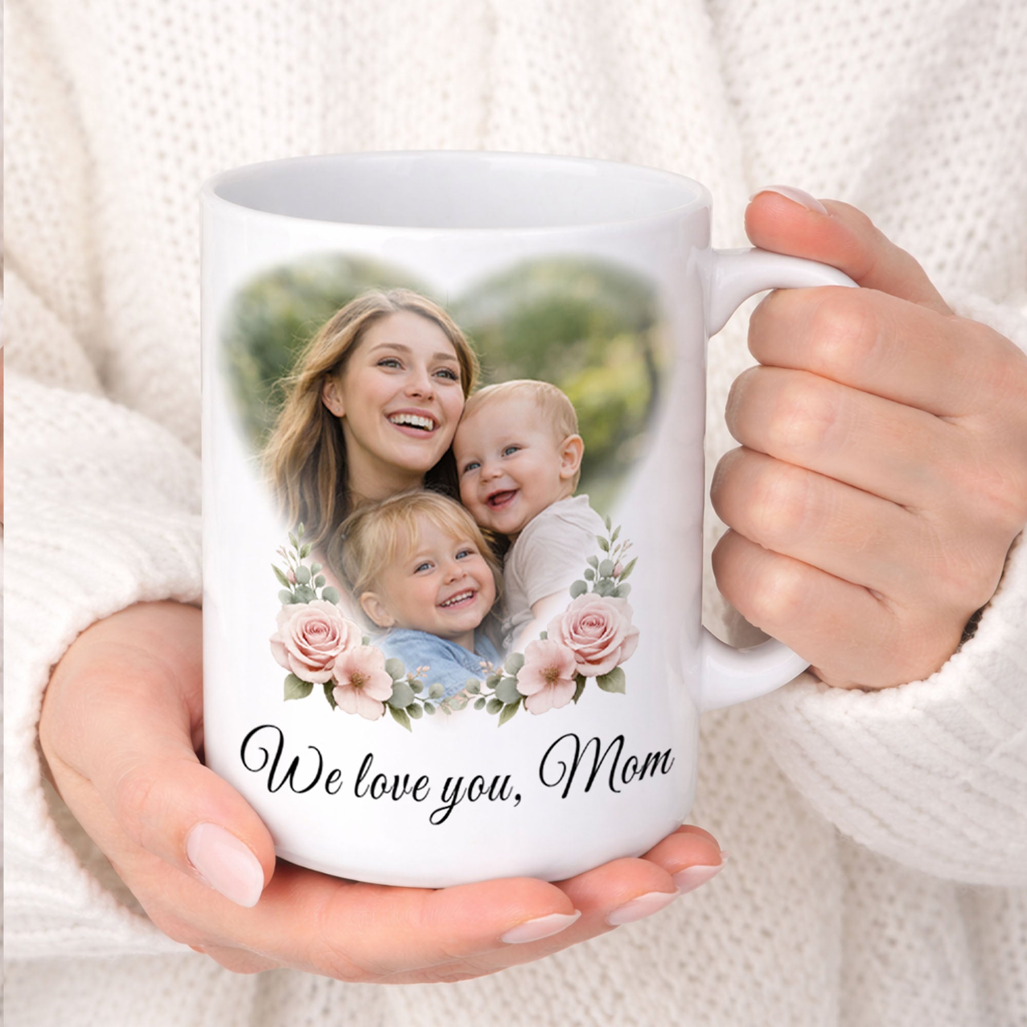 Personalized Mom Photo Mug with Names – Custom Gift for Mom